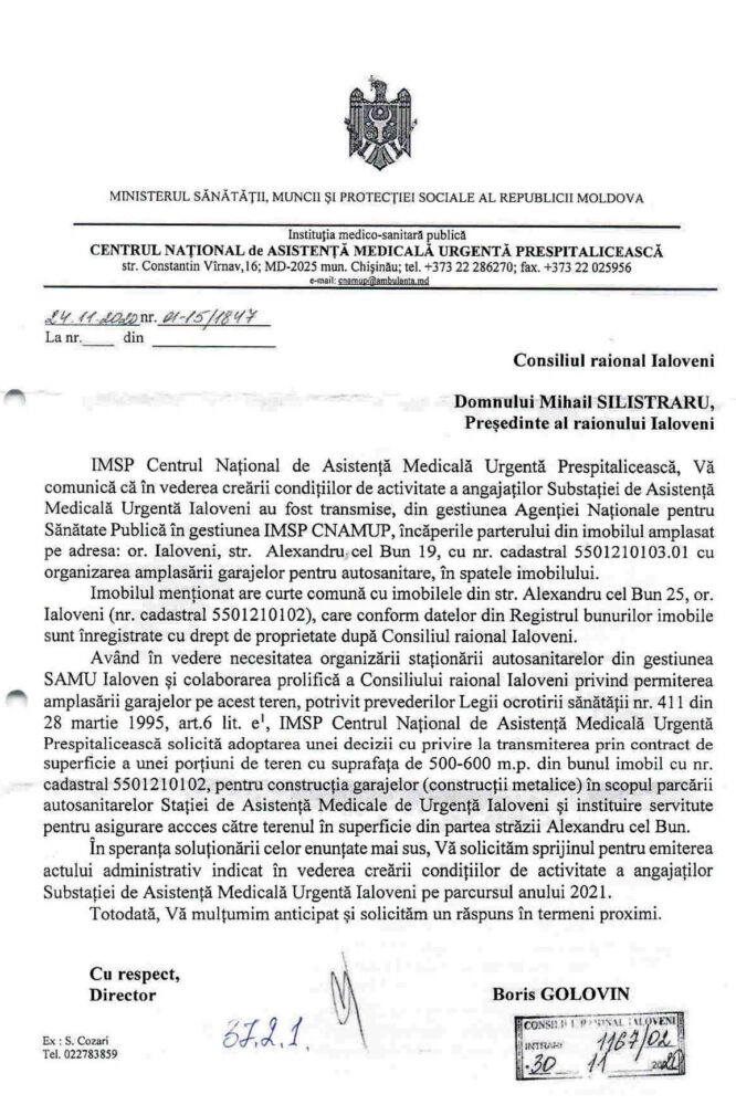 Mutarea Substației de Urgență Ialoveni în plin proces birocratic 6 nr.20 scrisori bunuri imobile