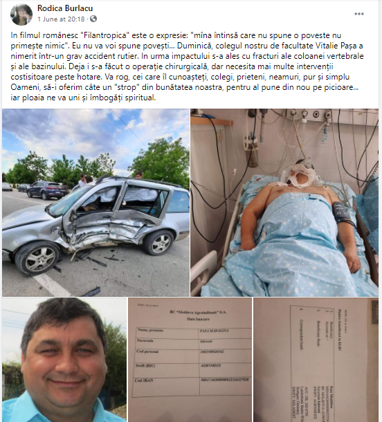 Strângere de fonduri pentru șoferul ajuns în stare gravă la spital, în urma accidentului din Ialoveni 5 Screenshot 2021 06 03T162054.329