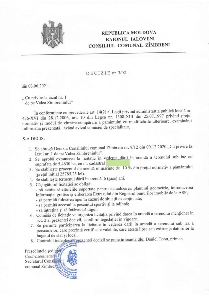 Iazul de pe Valea Zîmbreniului se scoate la licitație 2 iaz zimbreni decizie 2021
