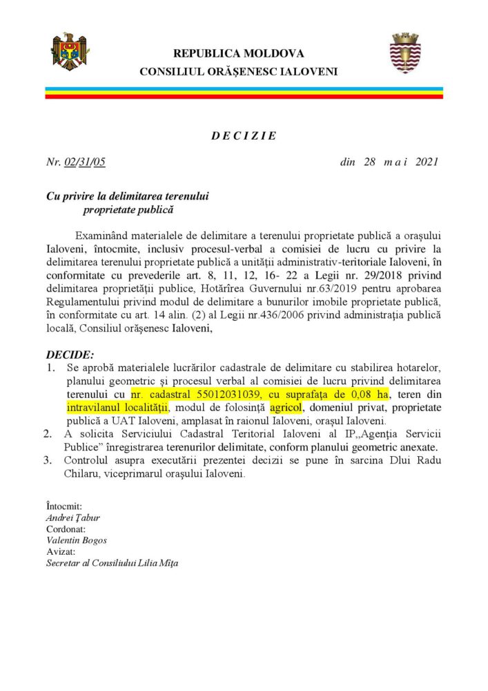 Terenul asupra căruia are interes consilierul PSRM, Serghei Canțer a fost aprobat 2 7 proiecte delimitare terenuri page 005