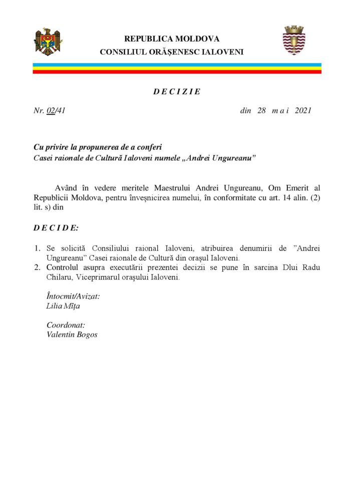 Inițiativă a fost lansată - Casa raională de cultură Ialoveni în numele lui Andrei Ungureanu 2 casa cultura ungureanu page 001