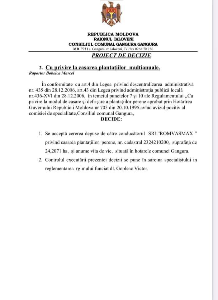 Primarul de la Gangura anunță despre convocarea ședinței Consiliului local 5 proiecte de decizie Gangura 27 iulie 2