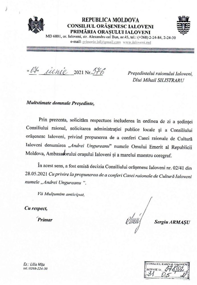 VIDEO/ DOC// „Templul culturii” din orașul Ialoveni va purta numele maestrului Andrei Ungureanu 4 demers primaria ialoveni Casa cultura Ungureanu