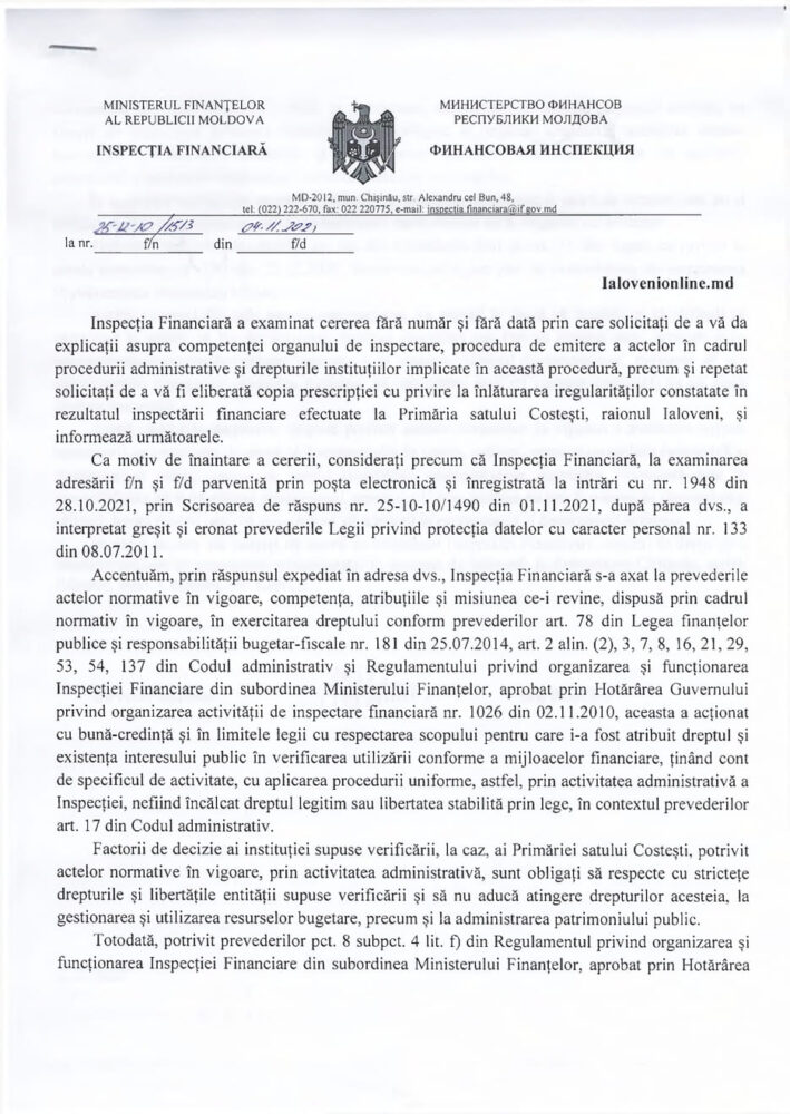 acces la informatie inspectia financiara 2