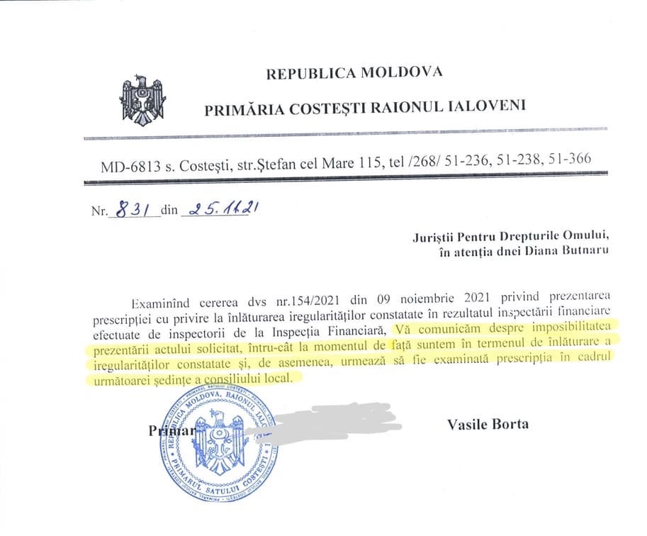 acces la informatie primaria costesti 2021