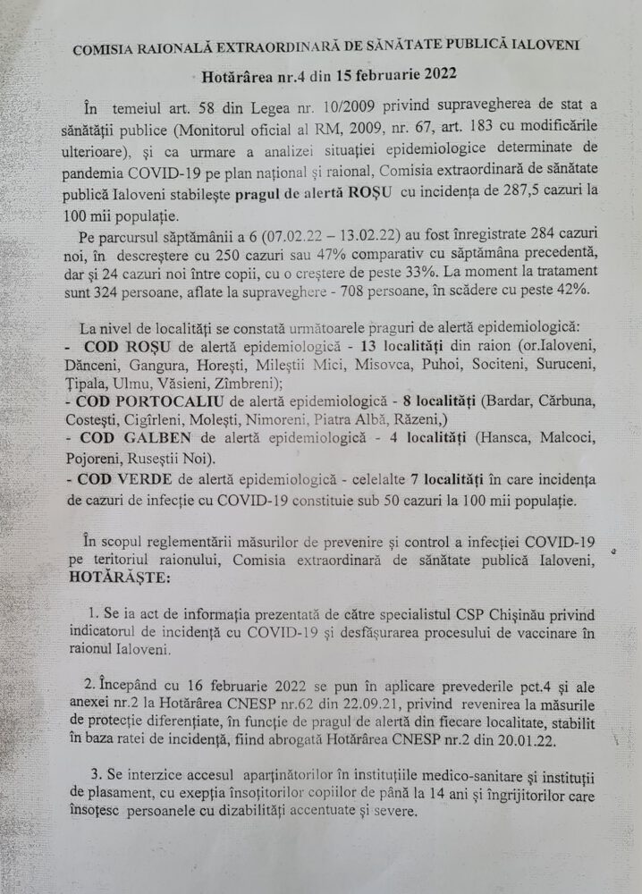DOC// COVID: 13 localități din raionul Ialoveni se află sub cod roșu de alertă epidemiologică 2 274326738 428366369084979 3778632248408470708 n