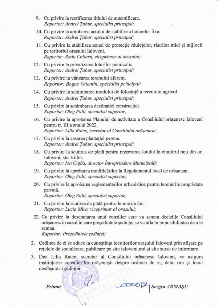 Consiliul orășenesc Ialoveni se întrunește în ședință ordinară. Pe ordinea de zi - 22 de proiecte 3 280862318 366274758860440 2362628746012378640 n