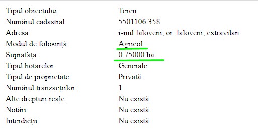 Solicitare de modificare în teren "pentru construcții agricole și agroindustriale", la ieșirea din Ialoveni spre Piatra Albă 3 detaliat teren 7