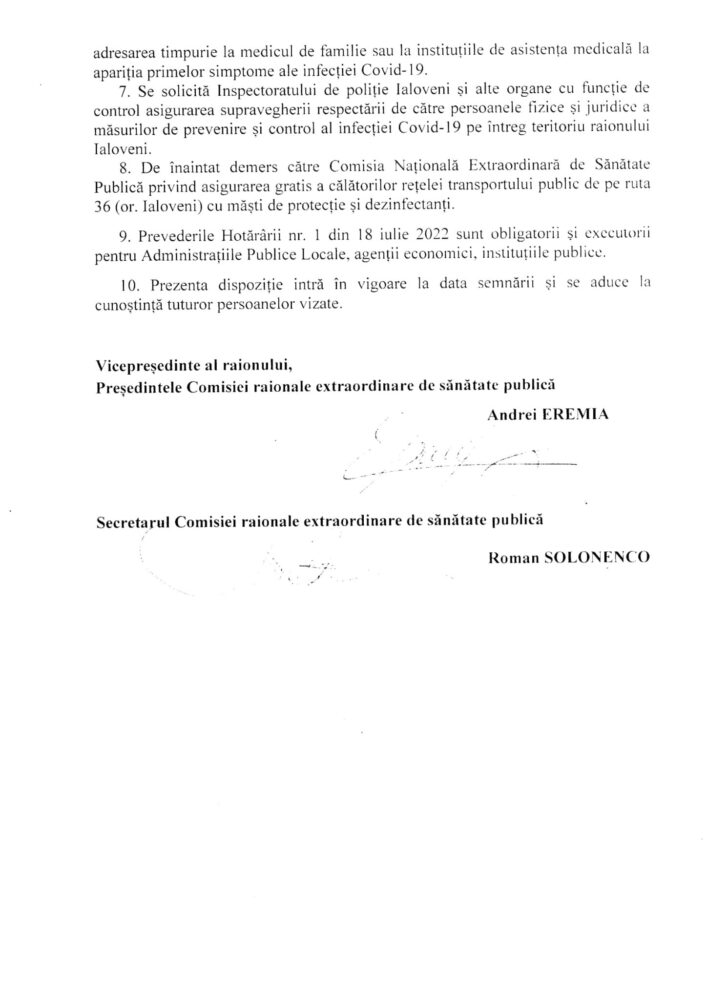 DOC// Decizia Comisiei raionale: Masca de protecție, obligatorie în transportul public și spațiile închise 3 294634251 748360859816413 1545881879813800504 n