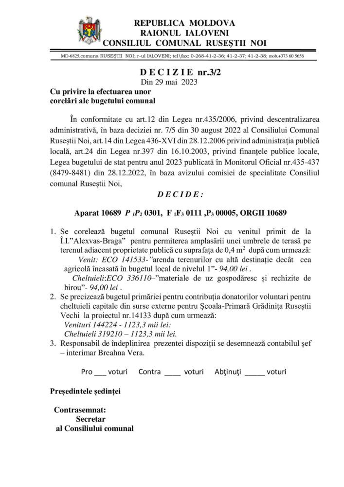 DOC. Consilierii din Ruseștii Noi, convocați în ședință ordinară 4 3