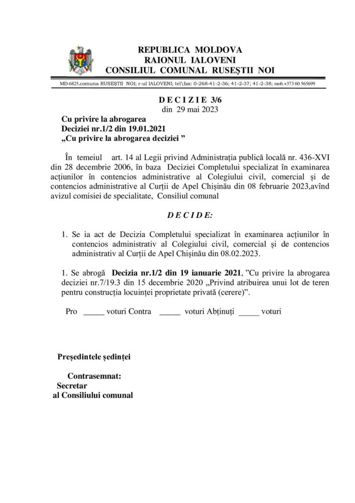 DOC. Consilierii din Ruseștii Noi, convocați în ședință ordinară 9 7