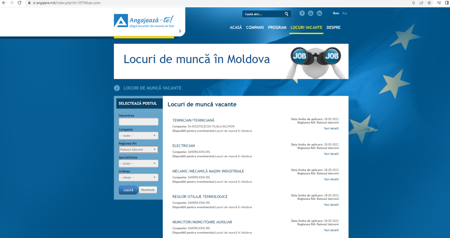 A început Târgul online al locurilor de muncă. Vezi ce oferte au angajatorii 2 Screenshot 2023 05 23 11.08.28
