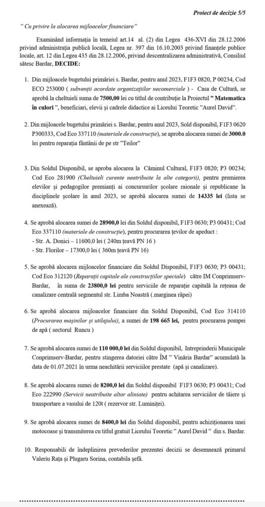 Tarifele la apă și salubritate ar putea fi modificate la ședința consiliului local din Bardar 8 5