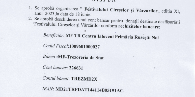 Festivalul Cireșelor și Vărzărilor, ediția XI-a. Primăria alocă bani pentru organizare și deschide un cont pentru donații 2 Captura de ecran 2023 06 13 135000