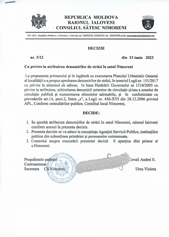 Mai multe străzi din Nimoreni au primit denumiri. Vezi care sunt ele 3 Screenshot 2023 06 28 08.18.31