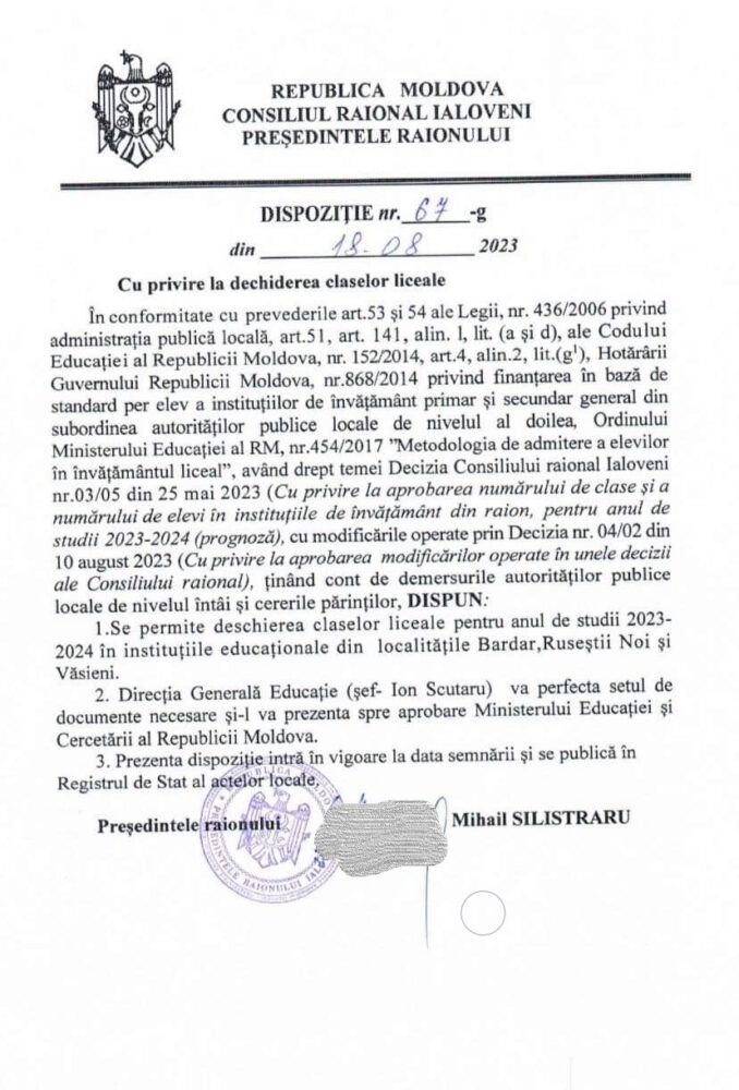 După protestele de ieri, președintele raionului Ialoveni permite deschiderea claselor de liceu în Ruseștii Noi și Văsieni 2 viber image 2023 08 18 14 41 54 424