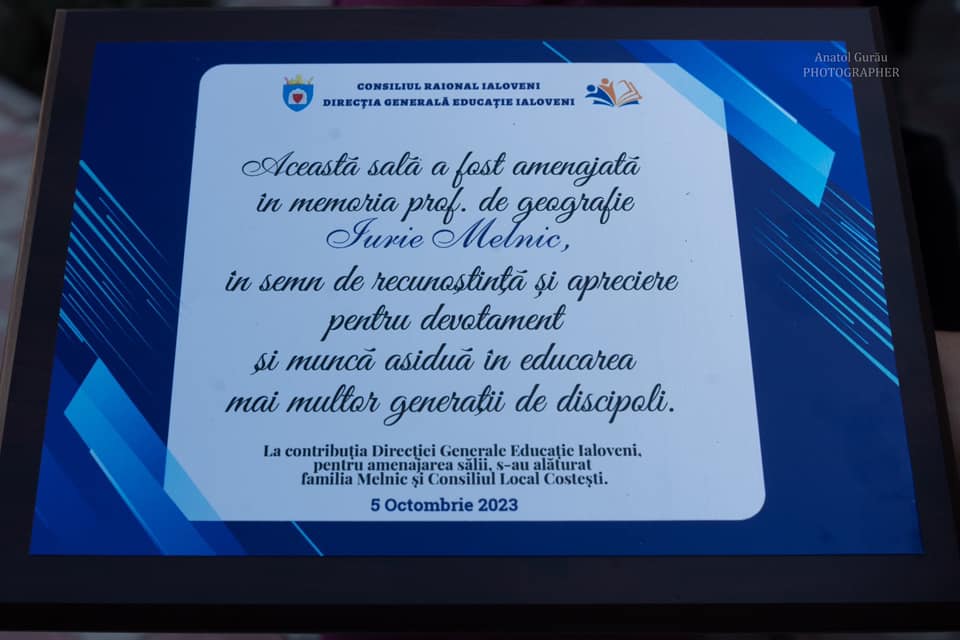 Costești: Un cabinet de geografie a fost inaugurat în memoria lui Iurie Melnic, în liceul în care acesta a predat 4 386514165 1756724348100516 5784909591852533282 n 1