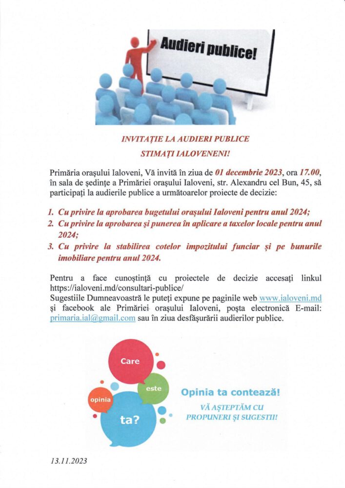 Ialoveni: Audieri publice privind taxele locale și bugetul pentru anul viitor 3 403735782 722980186523227 8745629799941672614 n