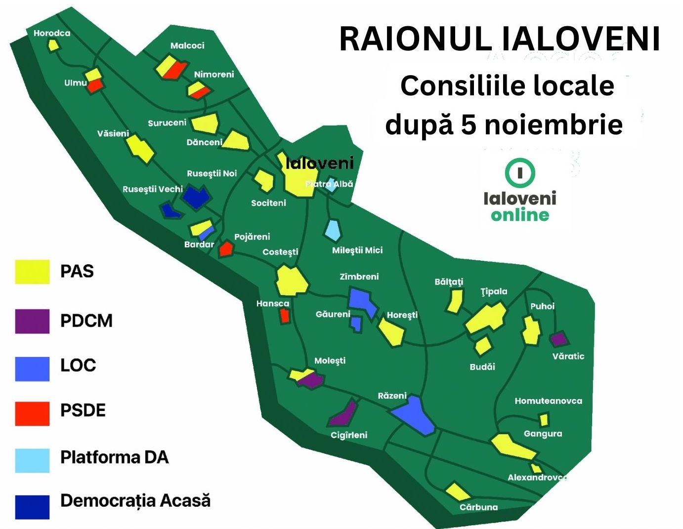 INFOGRAFIC. Cum arată Consiliile locale din raionul Ialoveni, după alegerile din 5 noiembrie 1 Consiliiile locale dupa 5 noiembrie 3