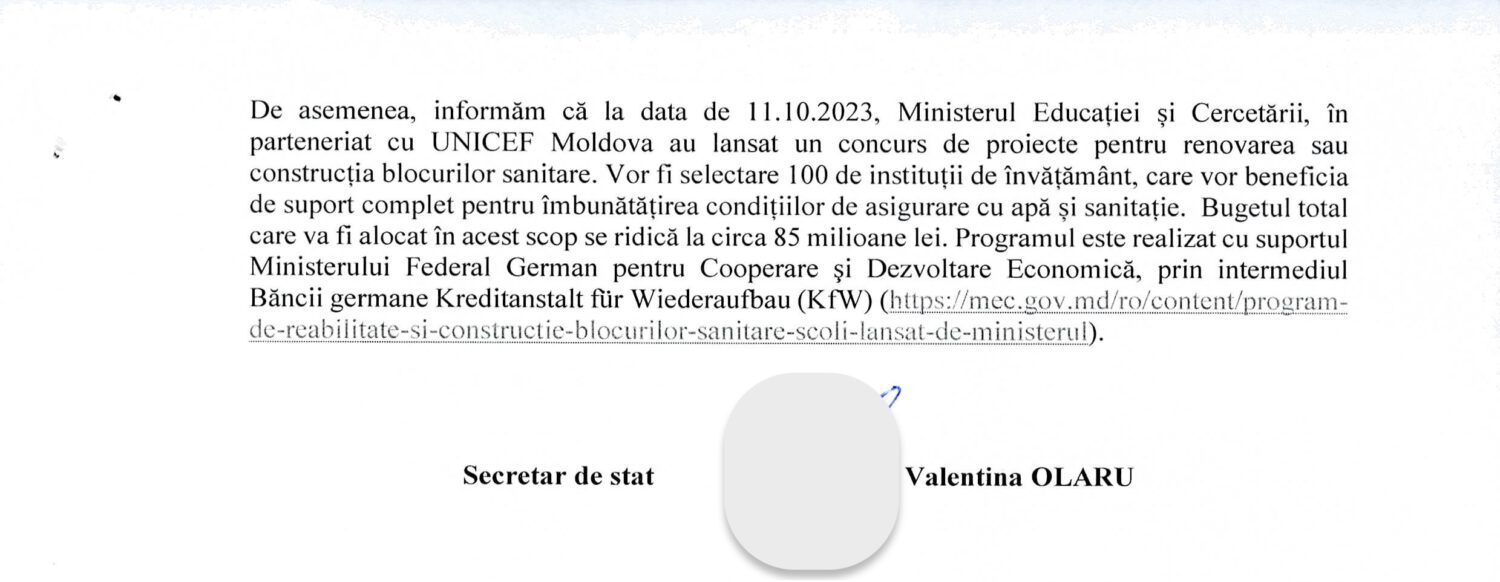 Harta igienei în raionul Ialoveni: câte școli mai au încă toaleta în curte 3 raspuns mec toalete 2023 2