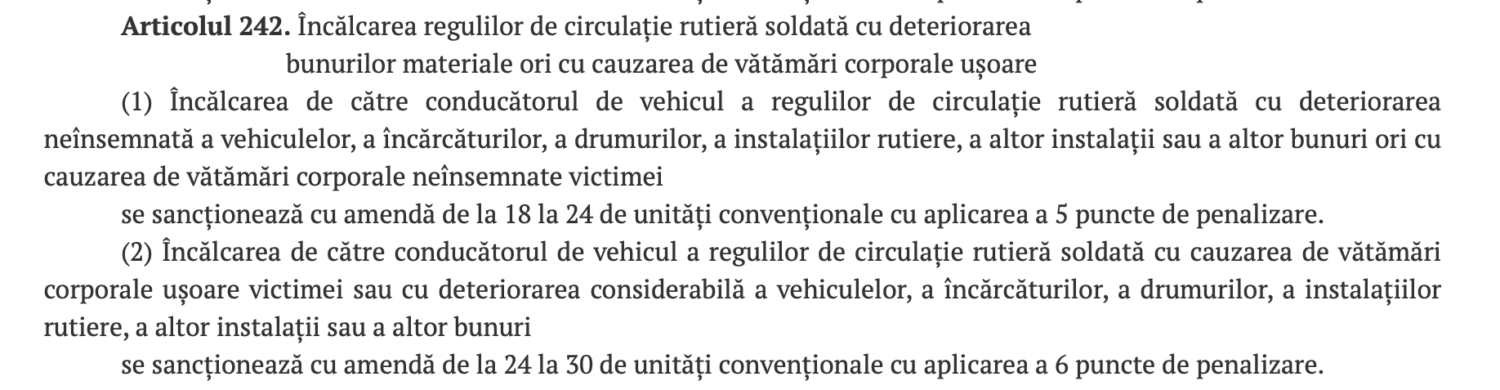 Amendă, puncte de penalizare și asumarea prejudiciului. Cât a costat „zborul” peste sensul giratoriu din Ialoveni 2 Captura de ecran din 2024 05 03 la 12.14.12
