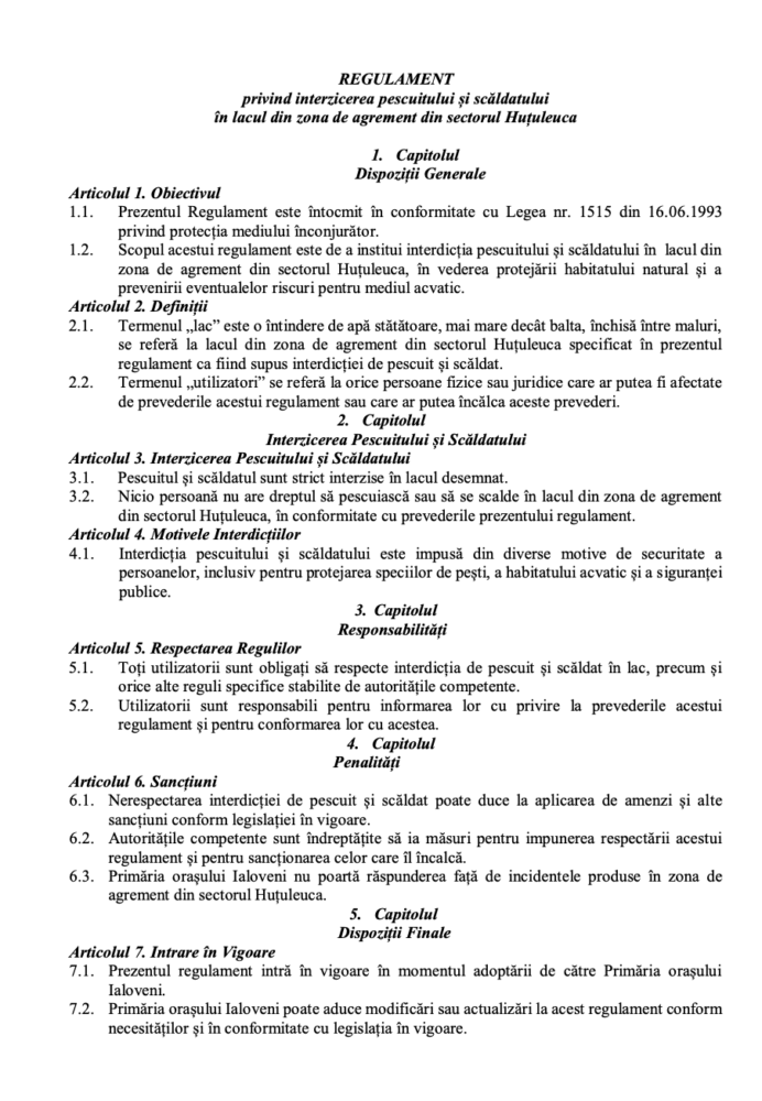 Pescuitul și scăldatul în lacul din zona de agrement din Huțuleuca - INTERZIS 2 Captura de ecran din 2024 05 31 la 11.57.23