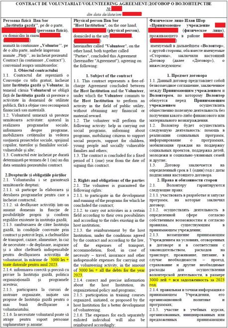 DOC // O nouă schemă, pusă la cale de gruparea criminală „Șor”. Cum încearcă oligarhul fugar să legalizeze banii aduși din Rusia 2 contract voluntariat sor 1
