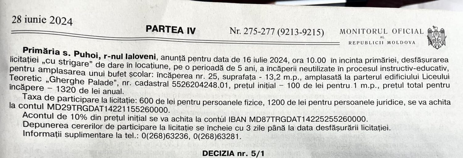 Puhoi: Un spațiu de la parterul Liceului se expune repetat la licitație 2 449670961 1443393433723427 3774636614529180274 n