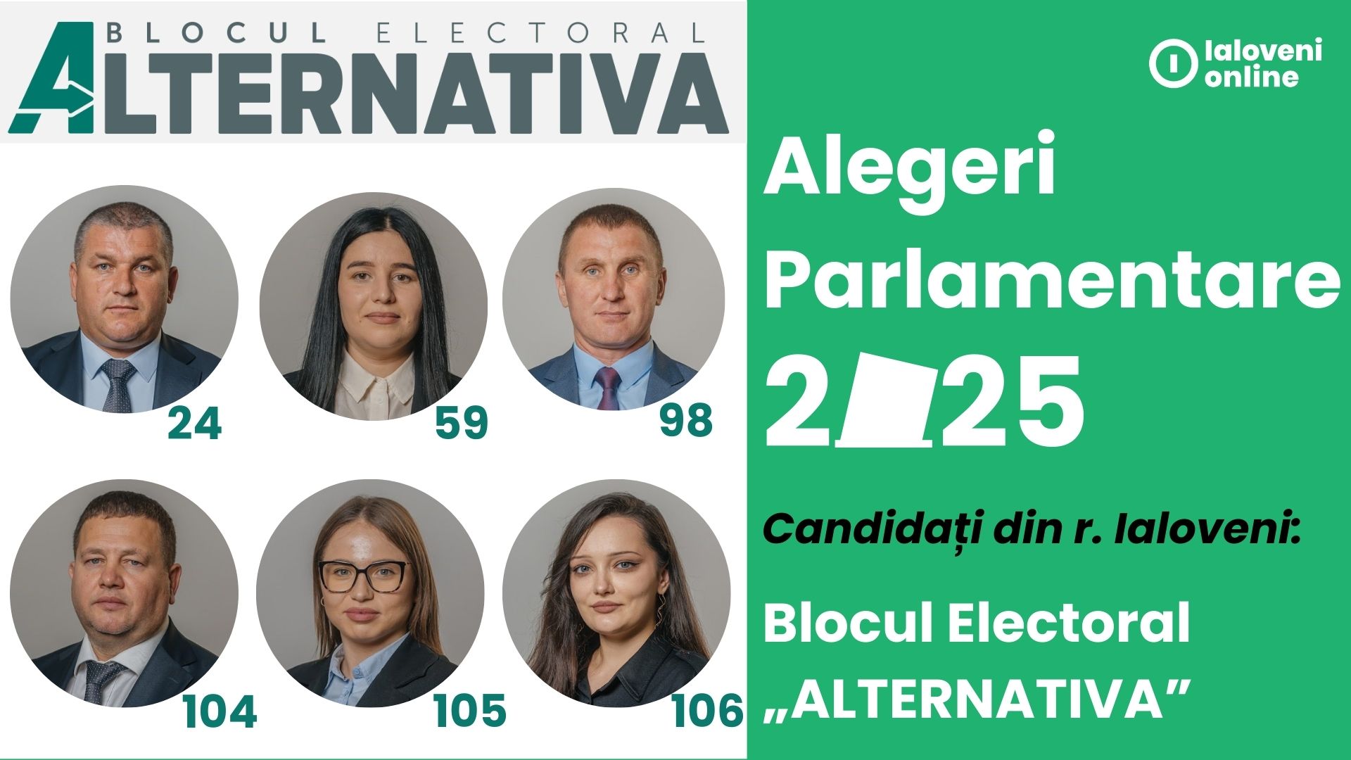 Alegeri parlamentare 2025// Candidați din r. Ialoveni, pe lista Blocului Electoral „ALTERNATIVA” 1 alternativa candidati ialoveni 2025