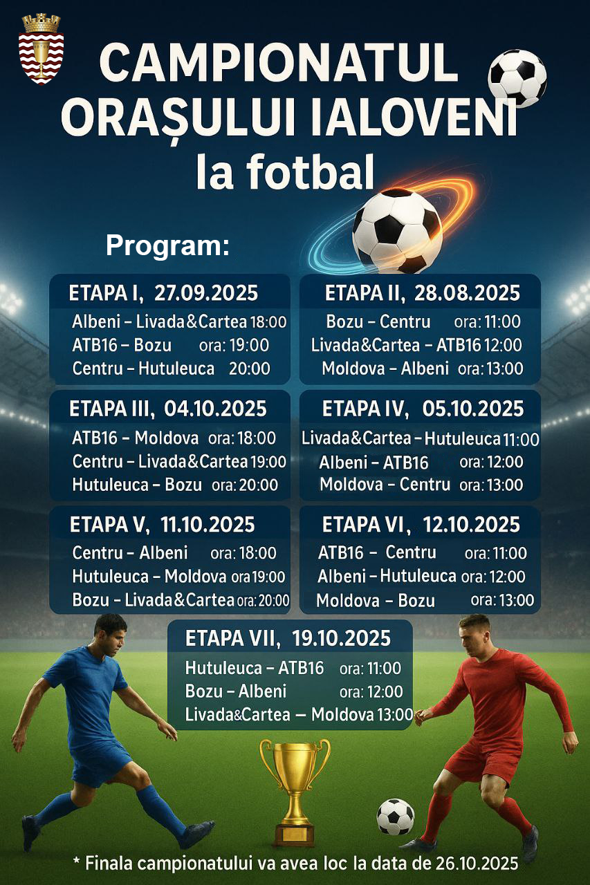 Campionat de fotbal între sectoarele din Ialoveni, 27 septembrie – 26 octombrie 1 campionat fotbal ialoveni 2025