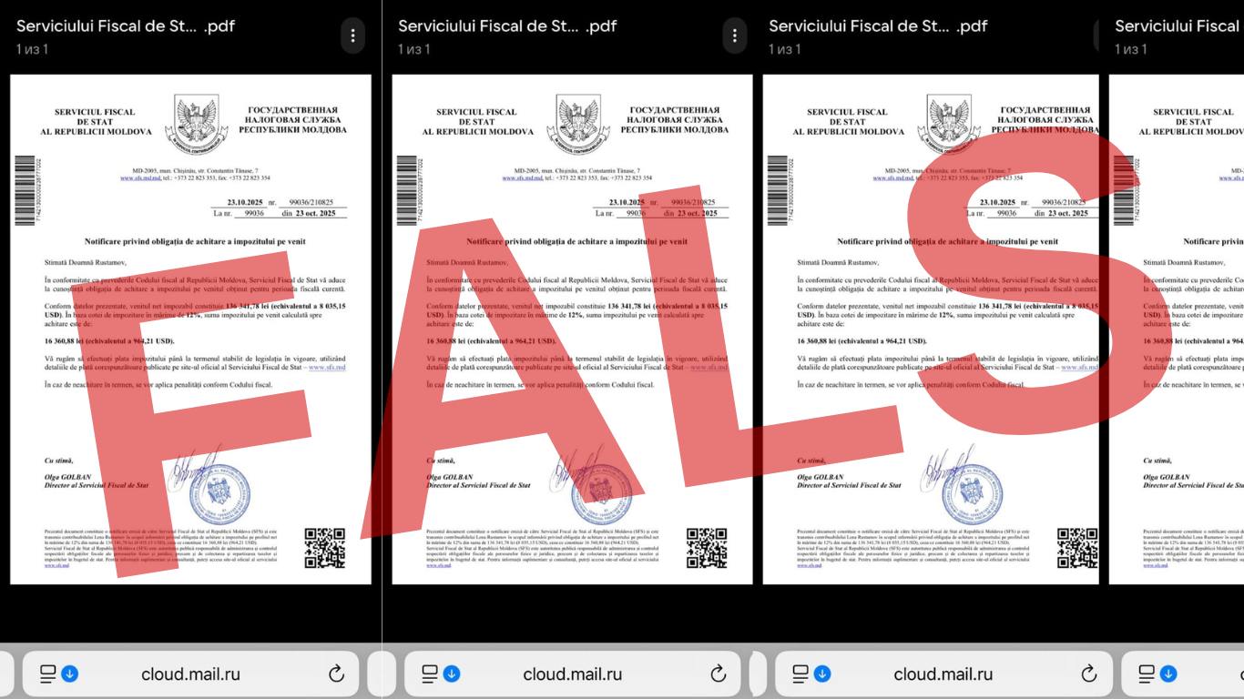 Atenție! Notificări FALSE privind obligația de achitare a impozitului pe venit, trimise unor contribuabili 1 571365496 1217771057042148 1335393635028208688 n