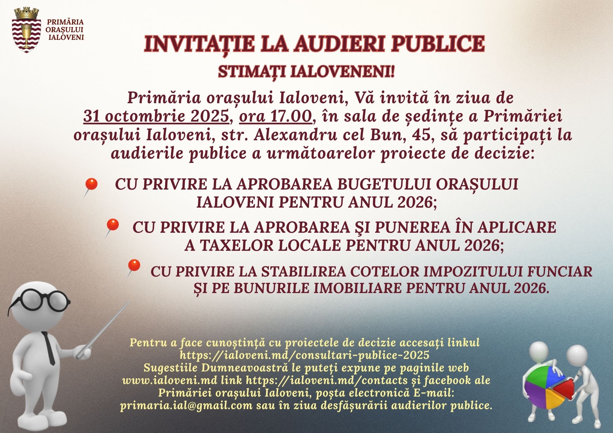 Cum vor arăta taxele locale în 2026: Primăria Ialoveni organizează audieri publice - cetățenii pot veni cu propuneri 1 audieri taxe locale 2026 ialoveni