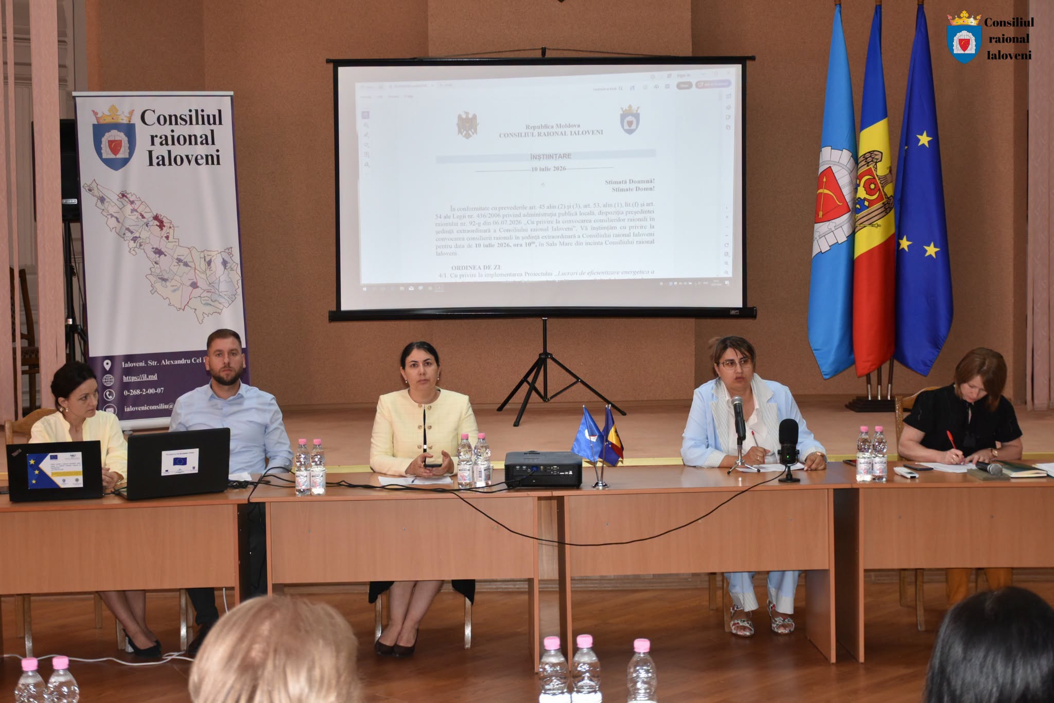 DOC // Gimnaziul din Văsieni va fi absorbit de liceul din localitate, începând cu 1 septembrie 2026 1 ședința Consiliului Raional Ialoveni, 10 iulie 2026. Foto: CRI